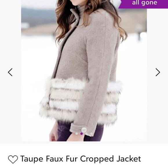 DONNA SALYER'S FABULOUS FURS cropped taupe faux fur size XS - Picture 11 of 13